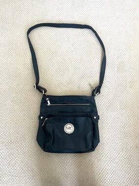 Michael Kors Black Leather CrossBody Handbag Gold Hardware